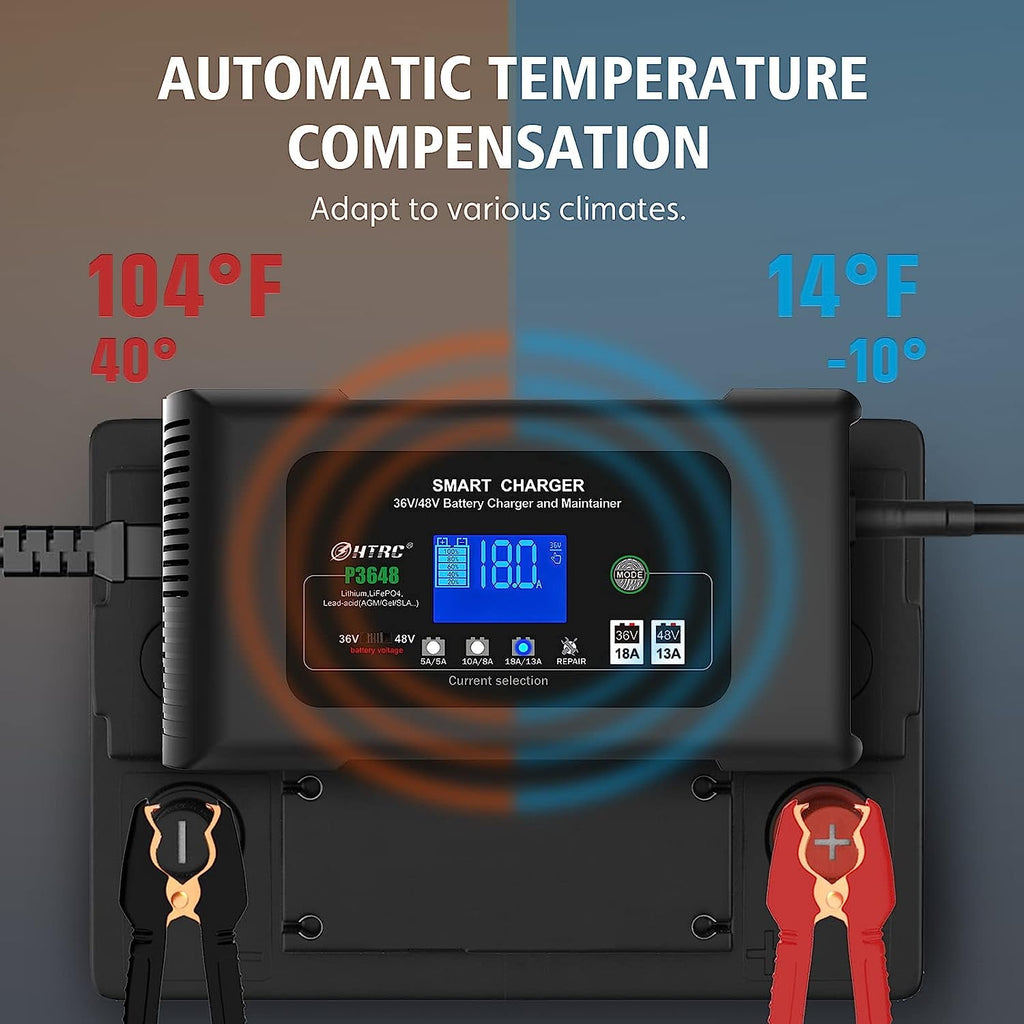Golf cart Battery Charger, 48V 13A and 36V 18A Trickle Battery Charger,48 Volt cart Golf Charger,for 48 Volt Club Golf Car,Lithium,LiFePO4,Lead-Acid AGM/Gel/SLA..Battery Charger,3 Pin Round Plug