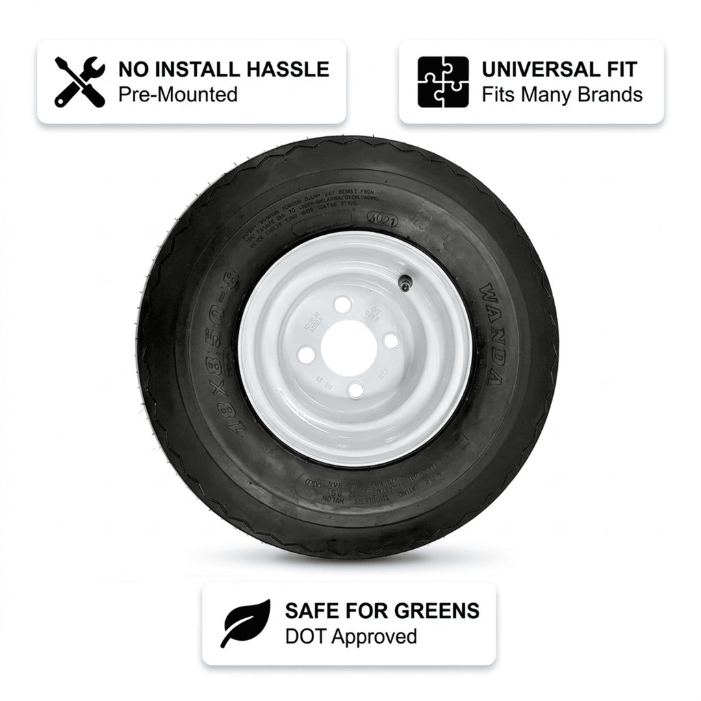 4-Pack 8 18X8.50-8 White Golf Cart Wheels Tires Fit Club Car Yamaha EZGO E-Z-GO