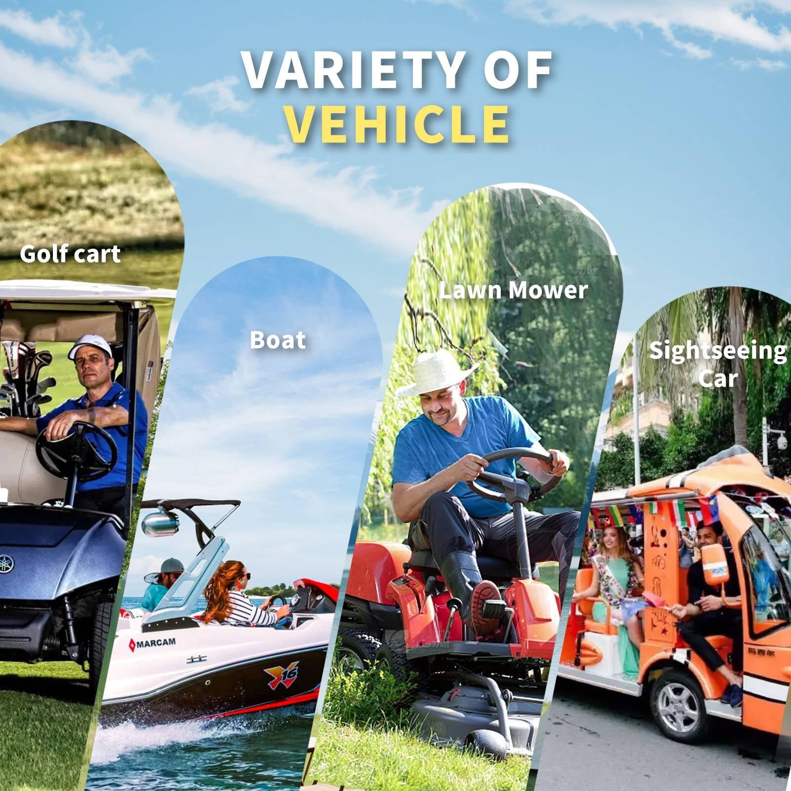 LOSSIGY 36V 100AH Golf Cart Lifepo4 Battery with 36 volt 25A Lithium Charger, Prefect for Trolling Motor, Marine, Boat, Built in 200A Bluetooth BMS, Peak Current 1000A(3-5s), 10 Yrs Lifespan