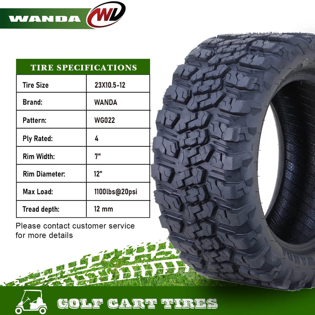 WANDA 23x10.5-12 All Terrain Golf Cart Tires 4 Ply 23x10.5X12 -Set 2 -14057