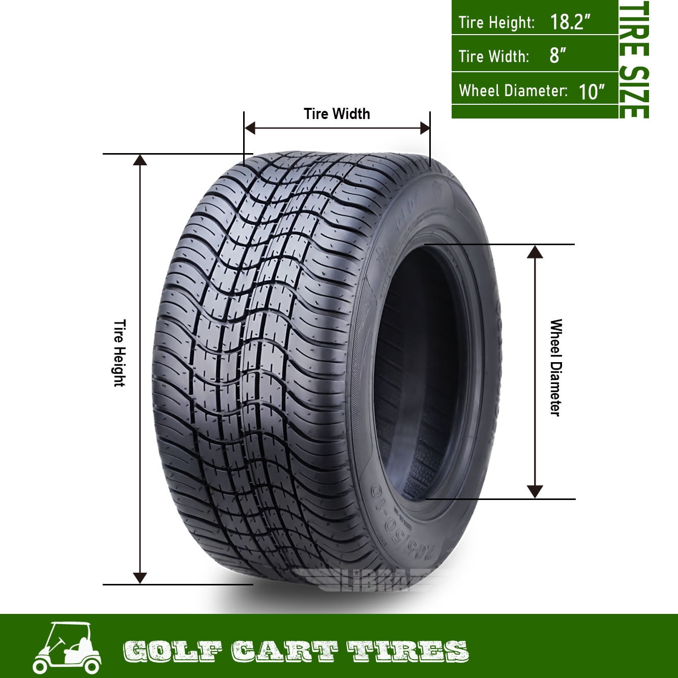 ROADGUIDER 205/50-10 Golf Cart ATV Tires 4 Ply 205/50x10 -Set 2 -14002